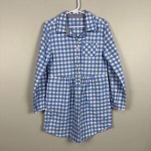 Vineyard Vines Girls 6 Gingham Flannel Shirt Dress Blue Long Sleeve Fall